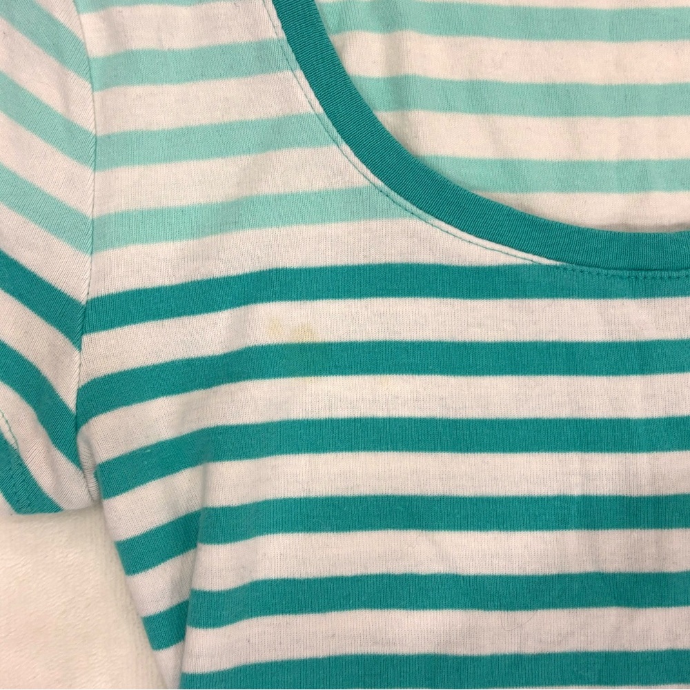 Tommy Hilfiger Turquoise/Aqua and White Striped Tee - Picture 5 of 6